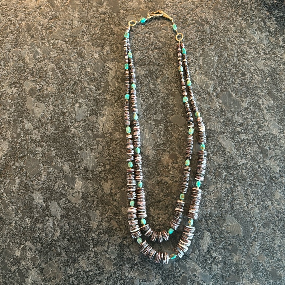 Authentic Purple Spiny and Turquoise Layered Necklace